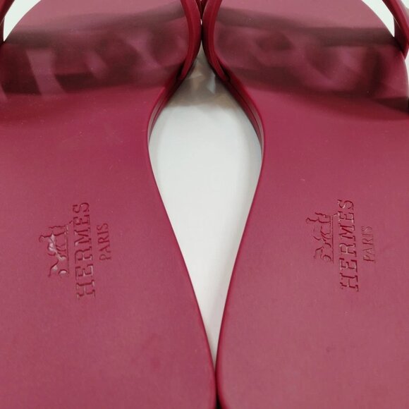 Hermes Sandals Women Burgundy Rubber 480-071525 - Picture 6 of 9